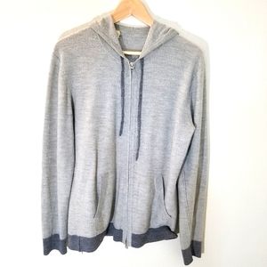 DKNY Pure Mens 100% Wool Sports Gray Wool Zipper H